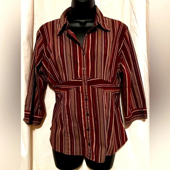 Dress Barn Women's Sz L Button Down 3/4 Sleeve Collared Blouse. - Picture 1 of 5